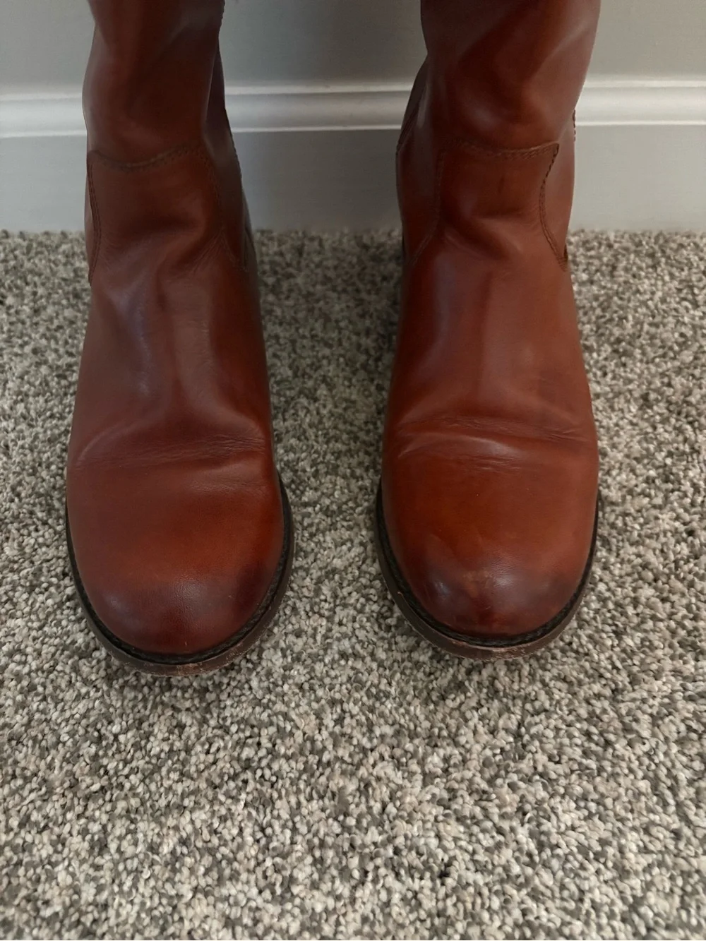 Frye Tall Leather Boots in Chestnut Brown